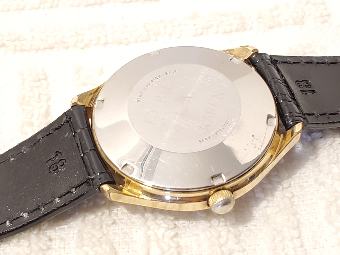 Vintage Wittnauer Geneve Automatic Men's Watch Day Date Silver Dial Luminous Hands Seventeen Jewels Black Leather Strap