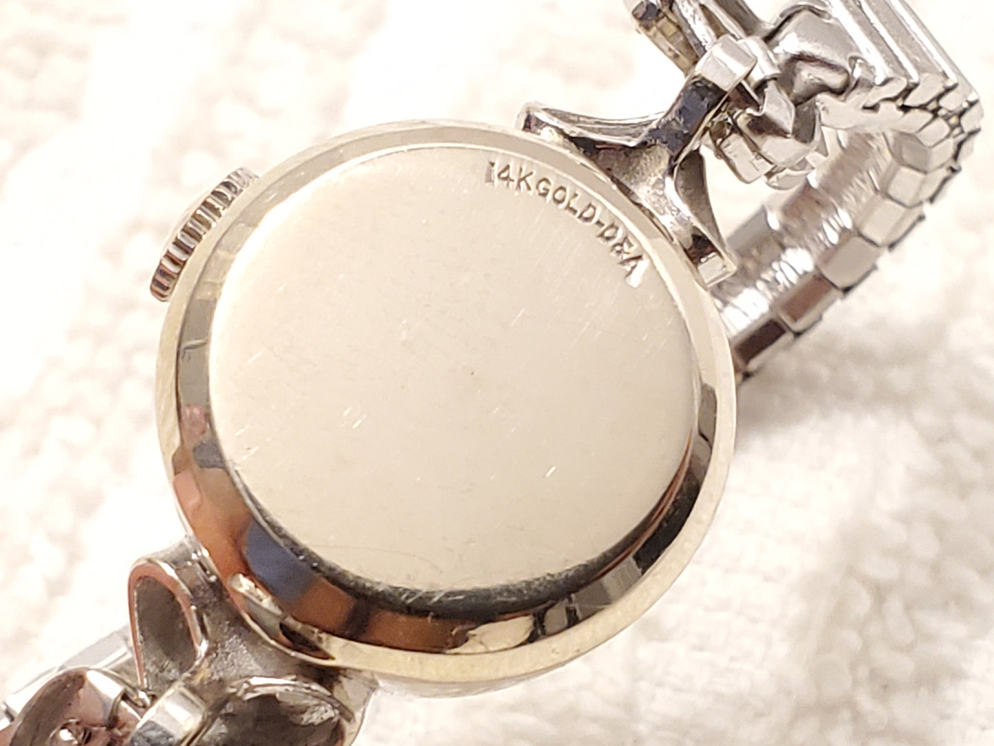 Vintage Zodiac Automatic 14K White Gold Case Swiss Made Watch Four Diamonds Seventeen Jewels