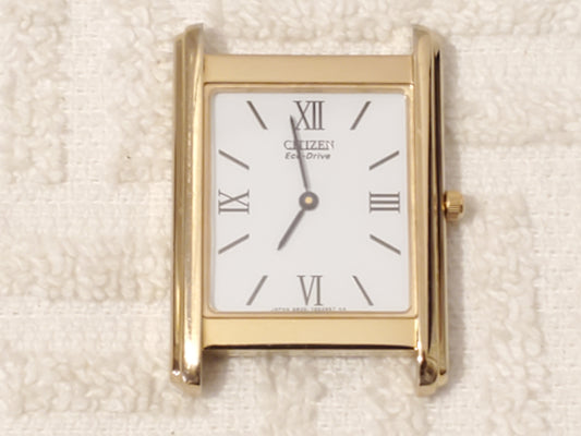 Vintage Citizen Stiletto Eco Drive Men's Tank Watch Gold Plated Sapphire Crystal