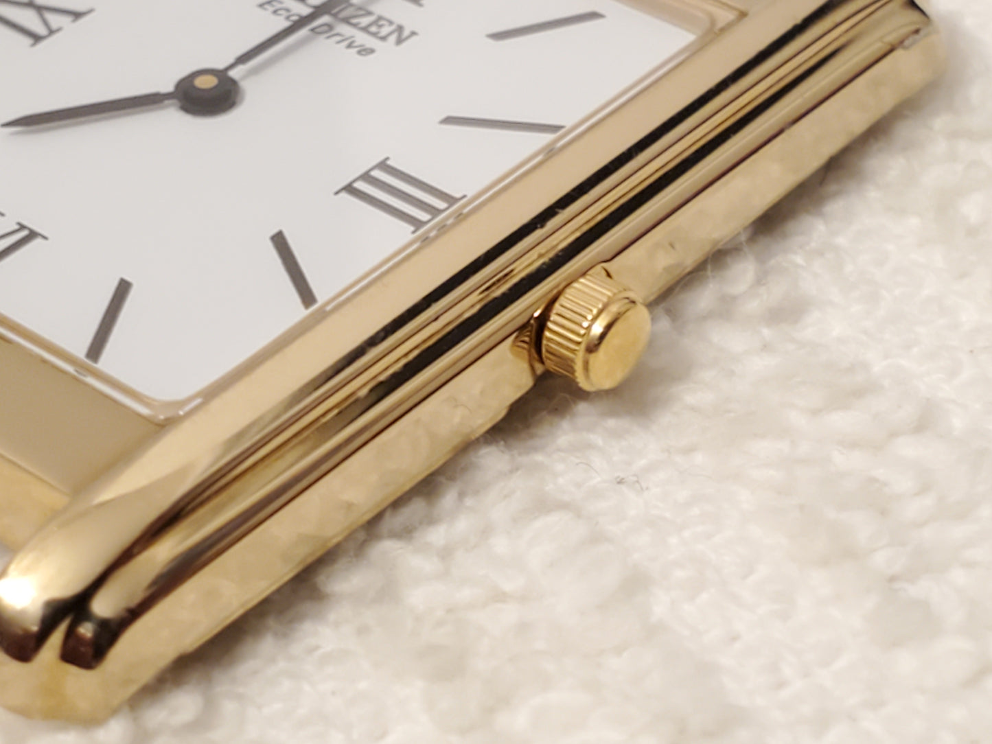 Vintage Citizen Stiletto Eco Drive Men's Tank Watch Gold Plated Sapphire Crystal