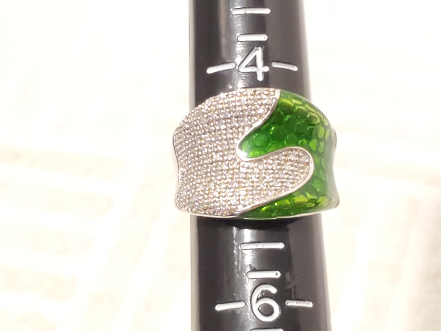 Green Enamel 925 Sterling Silver Diamonds Womens Ring JBWR Jewelry Made in India