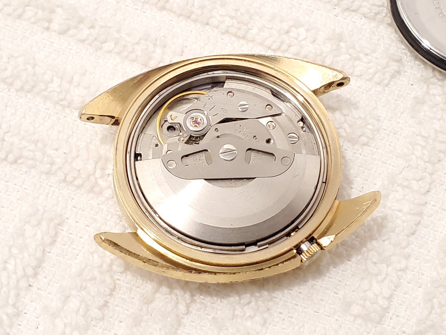 Vintage Seiko Automatic Men's Watch Gold Tone Day Date 17 Jewels Silver Dial