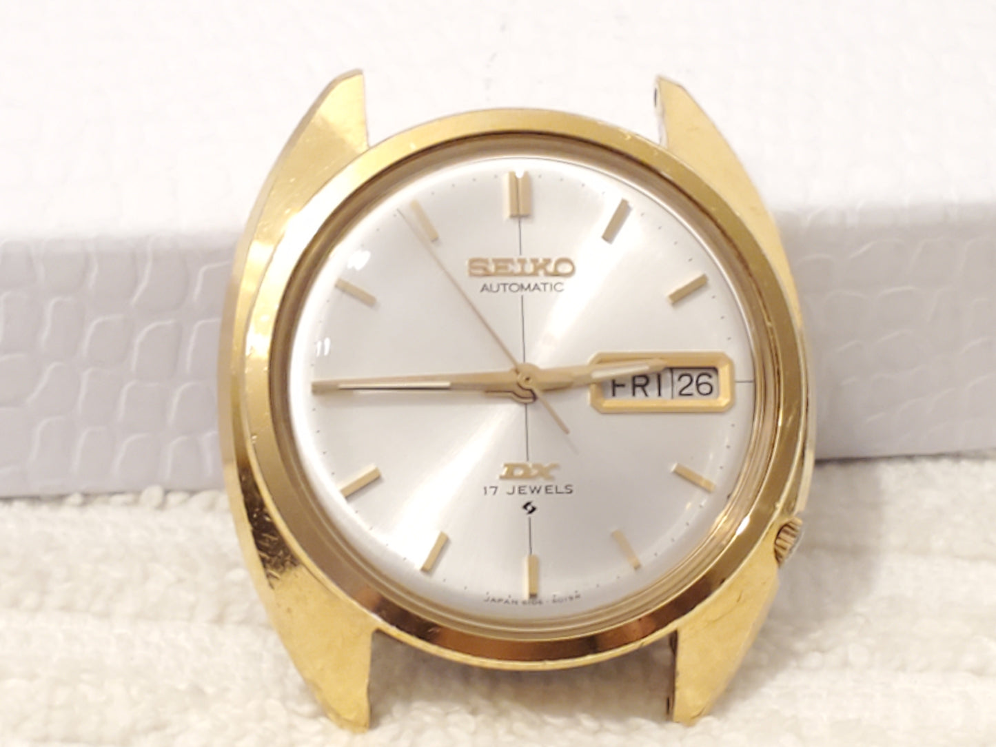 Vintage Seiko Automatic Men's Watch Gold Tone Day Date 17 Jewels Silver Dial