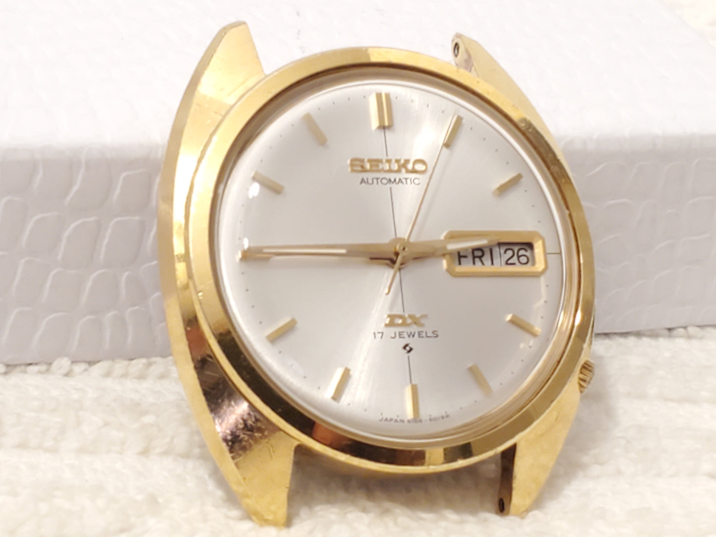 Vintage Seiko Automatic Men's Watch Gold Tone Day Date 17 Jewels Silver Dial