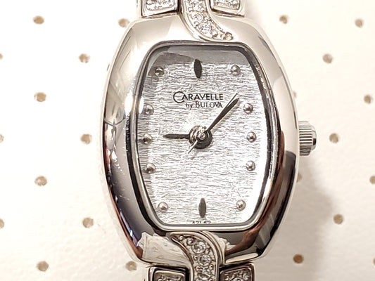 Caravelle by Bulova Women's Diamonds Bracelet Bezel Watch Gold Plated Movement