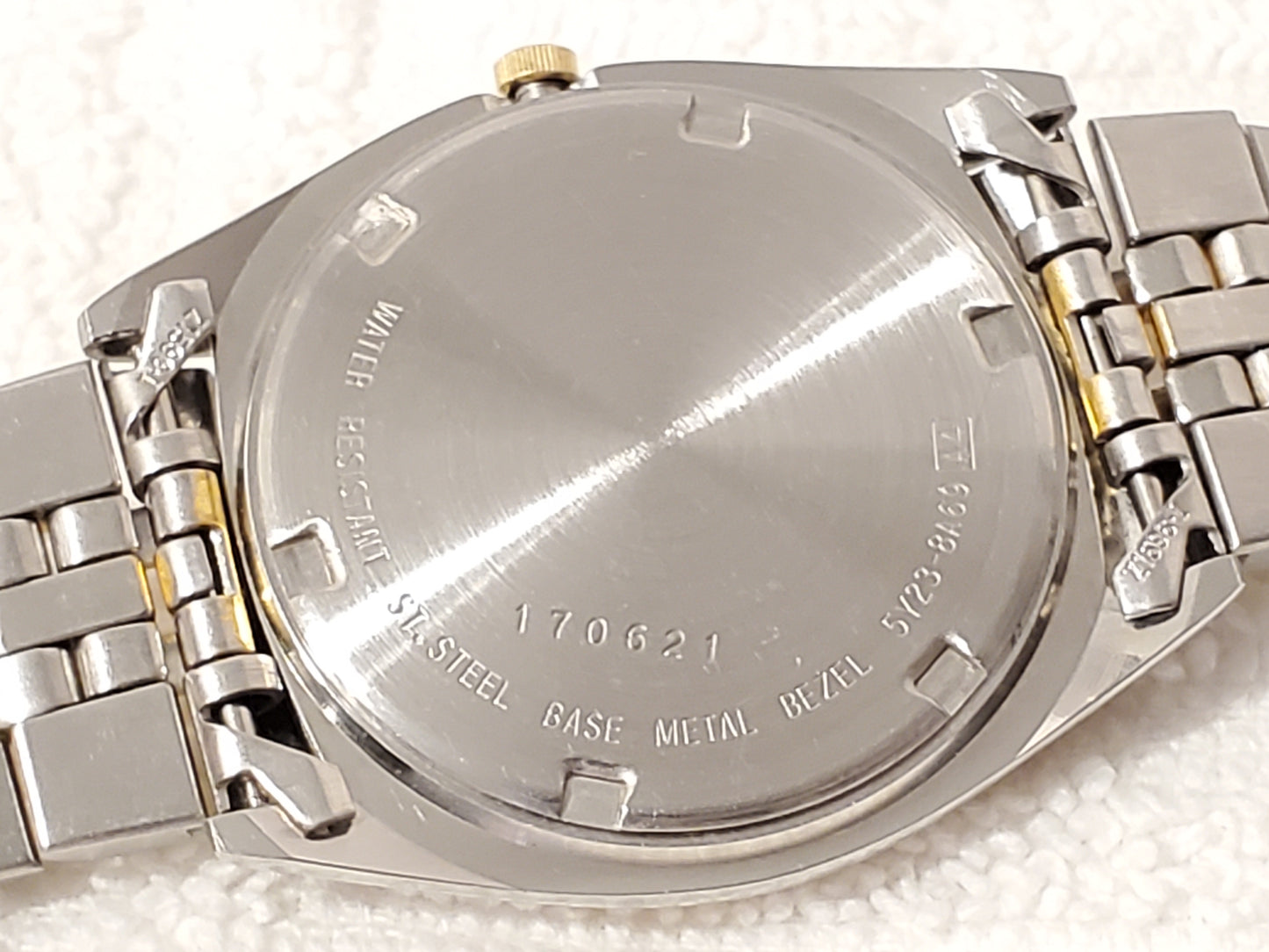 Vintage Seiko SQ Men's Presidential Day Date Quartz Watch Blue Dial Gold Tone SS