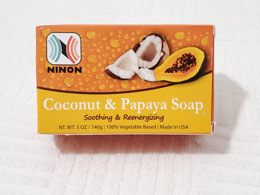 Coconut Papaya Soap 5 oz Bar by Ninon Cleanses Rejuvenate Exfoliating