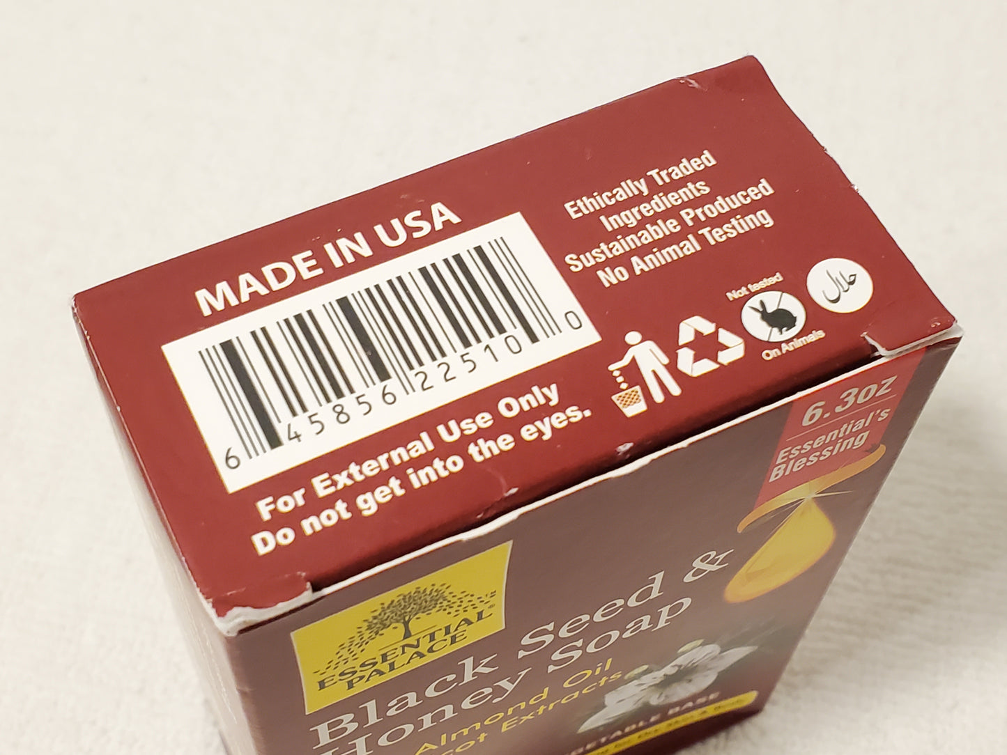 Black Seed Honey Bar Soap Almond Oil Apricot Extracts Skin Body by Essential Palace