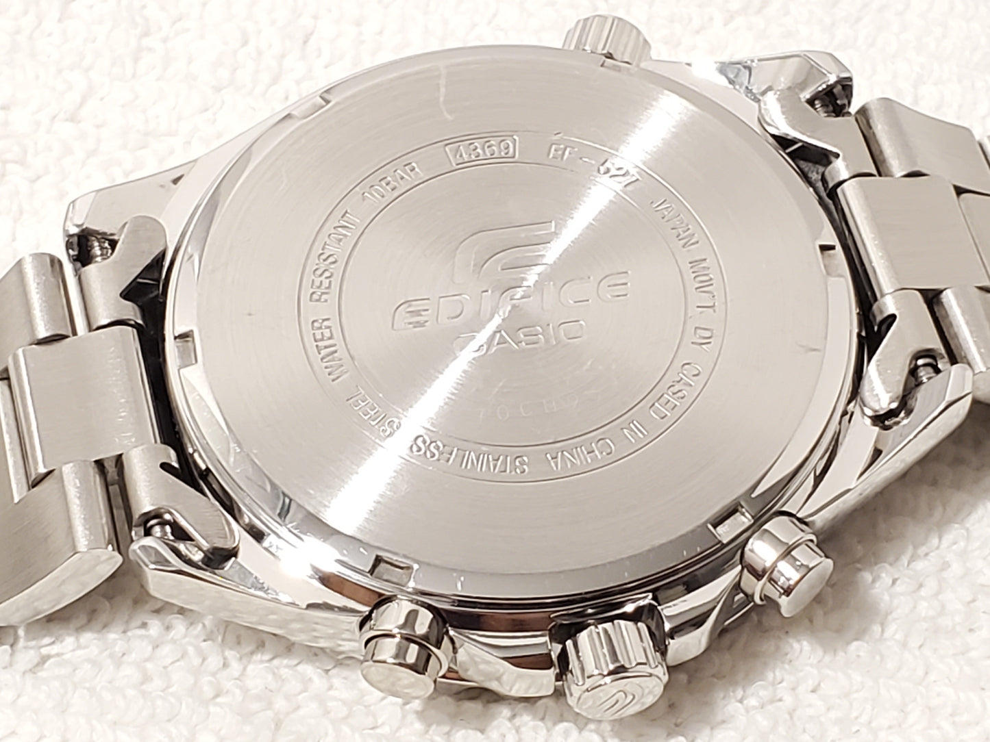 Vintage Casio Edifice Men's Chronograph Date Quartz Watch Stainless Steel Black Dial WR 100 Meters