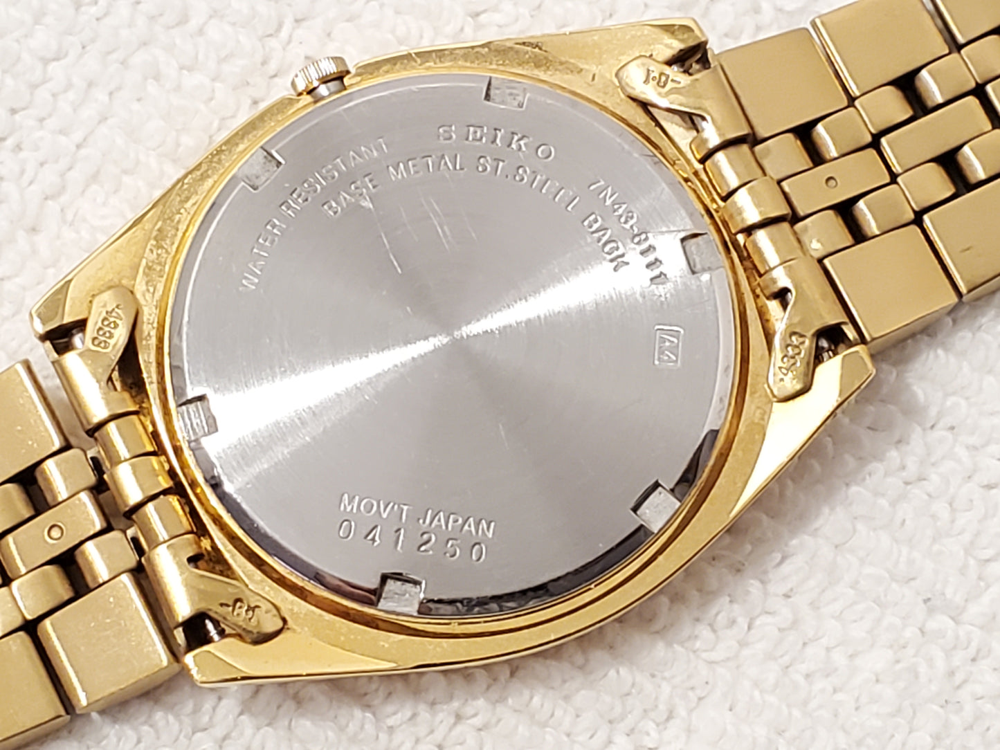 Vintage Seiko Men's Presidential Day Date Quartz Watch Stainless Steel Gold Tone One Jewel