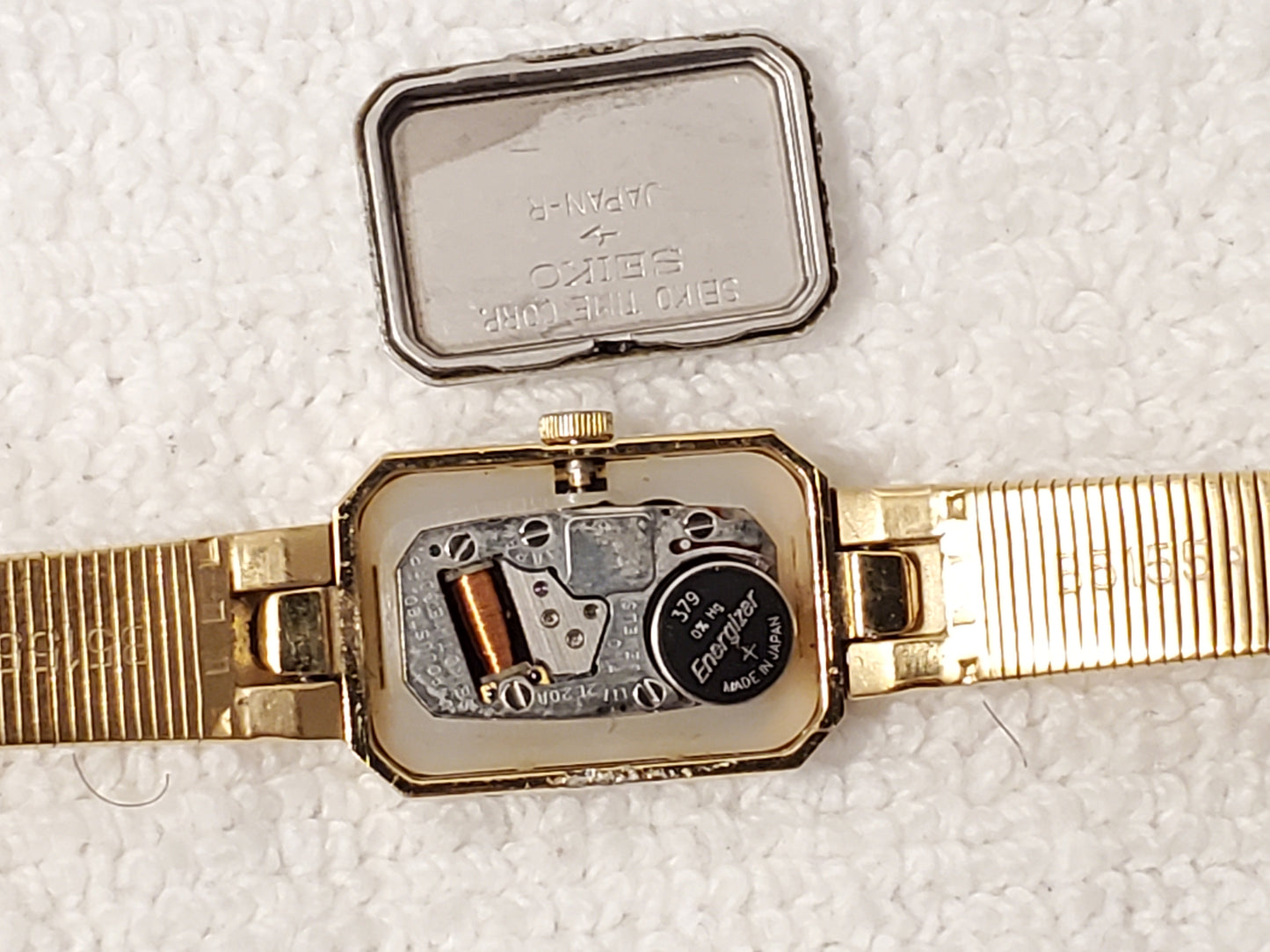 Vintage Seiko Women's Watch Gold Plated 4 Diamonds Bezel Two Jewels Brown Dial