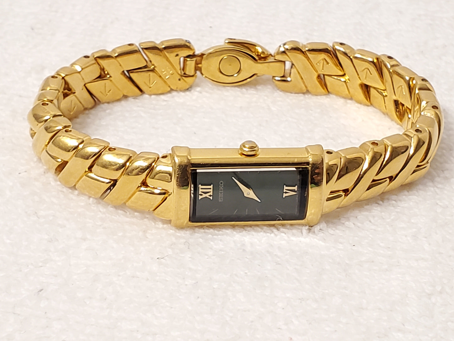 Vintage Seiko Women's Watch Green Dial One Jewel Roman Numerals