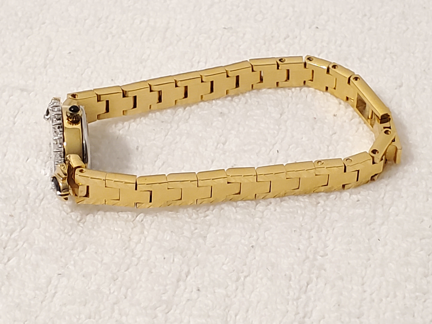 Jules Jurgensen Women Watch Blue Dial Diamonds Black Sapphire Gold Plated Jewel