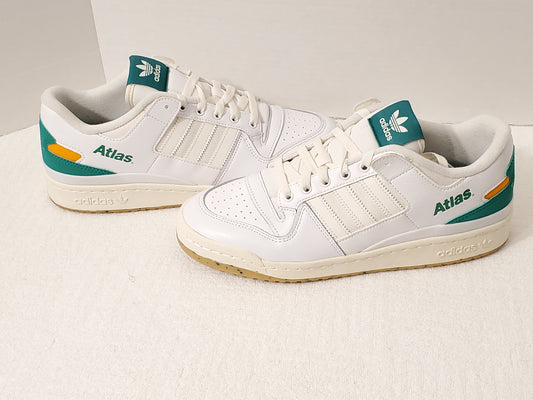 Adidas Atlas Men's Low Tops Lace Up Sneakers White Green Yellow Leather Rubber
