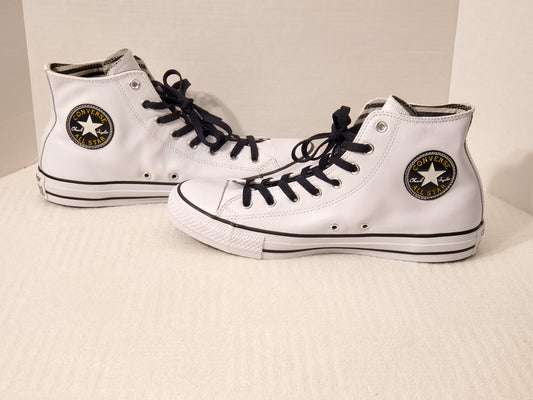 Converse Chuck Taylor All Star White Black Yellow High Tops Leather Sneakers Men