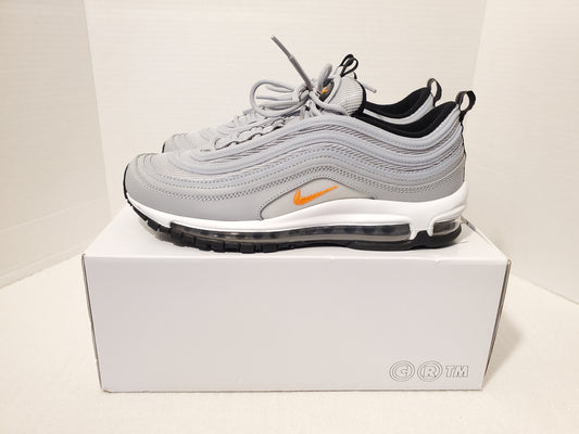 Nike Air Max 97 Men's Sneaker Gray Black White Orange Size 9.5 Lace Up Shoes New