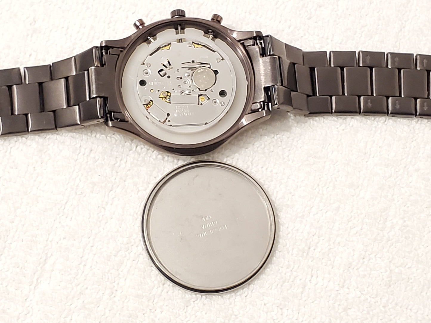 Vintage Fossil Men's Chronograph Date Brown Bronze Tone Stainless Steel Watch