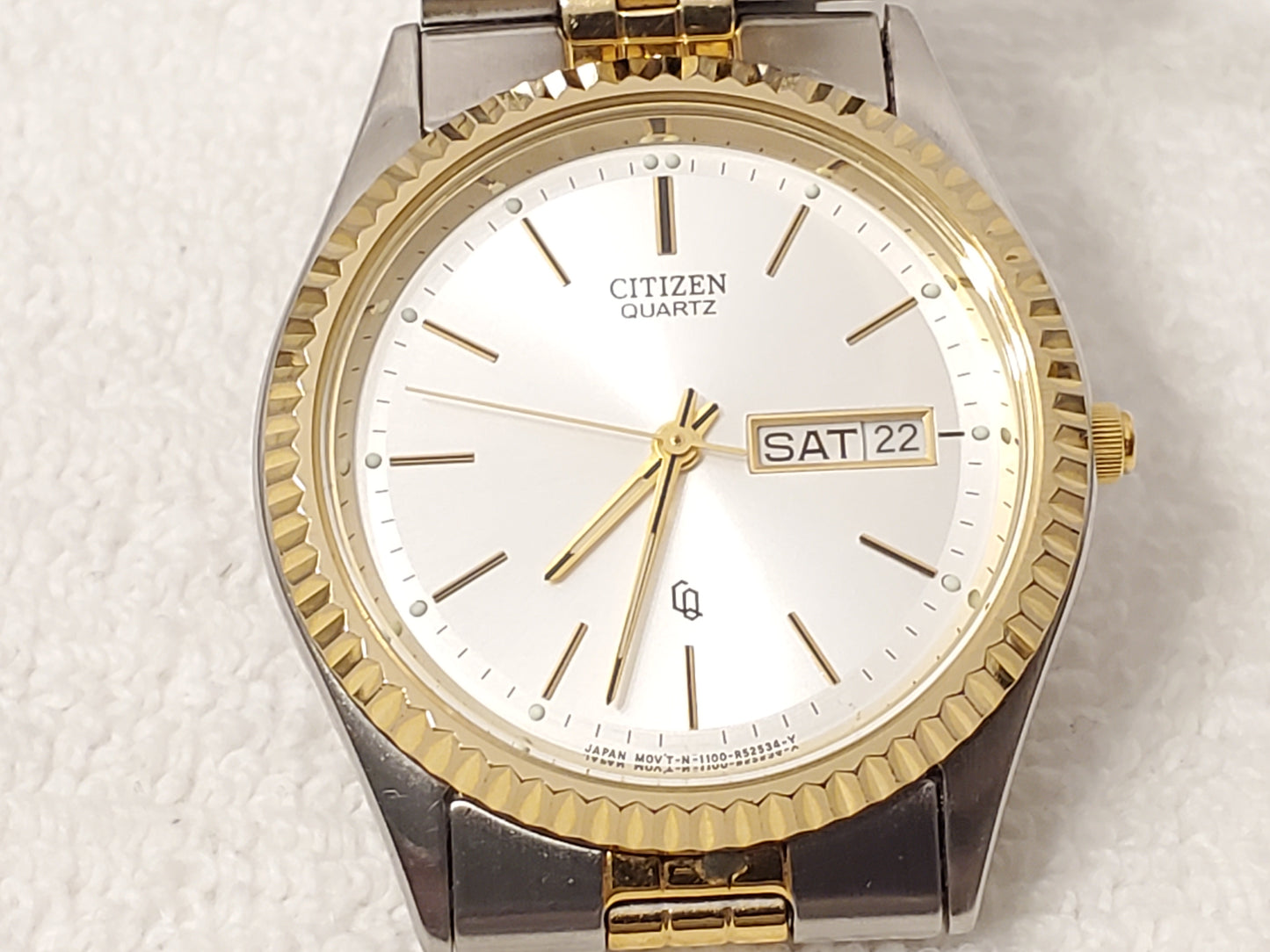 Vintage Citizen Presidental Men's Day Date Watch Gold Tone S Steel Silver Dial