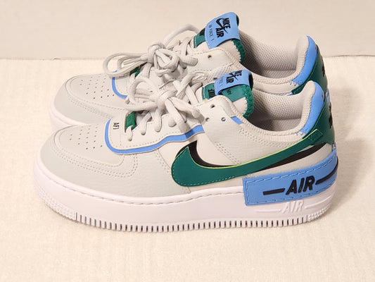 Nike Air Force 1 Shadow Women's Size 6 Lace Up Low Top Sneaker Green Blue White