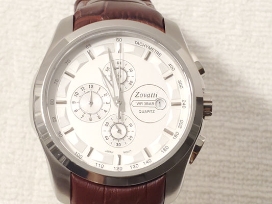 Zovatti Aeronautica Men's Chronograph Date Watch Brown Leather Strap S Steel