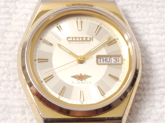 Vintage Citizen Automatic Twenty One Jewels Men's Gold Plated Watch Day Date