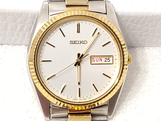 Vintage Seiko Gold Tone Men Presidential Quartz Watch Day Date One Jewel S Steel