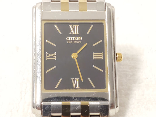 Citizen Eco Drive Stiletto Mens Watch Sapphire Crystal Gold Tone Stainless Steel