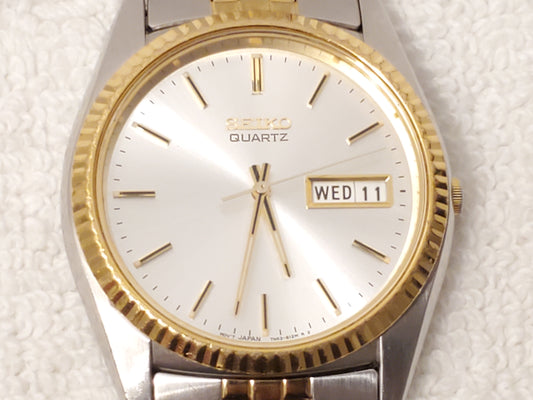 Vintage Seiko Presidential Mens Day Date Watch Gold Tone Stainless Steel 1 Jewel