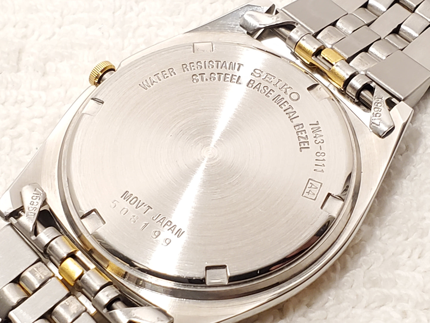 Vintage Seiko Men's Gold Tone Presidential Day Date Watch Silver Dial S Steel