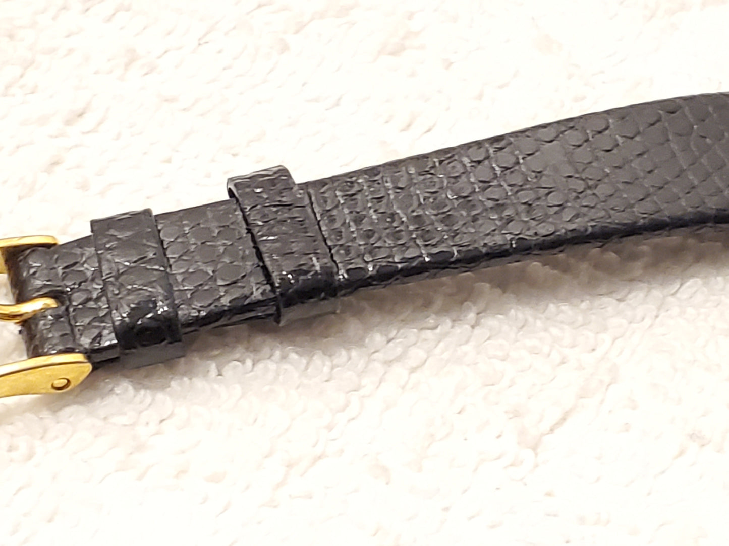 Vintage Seiko Women's Quartz Watch Gold Tone Black Dial Diamond Stainless Steel