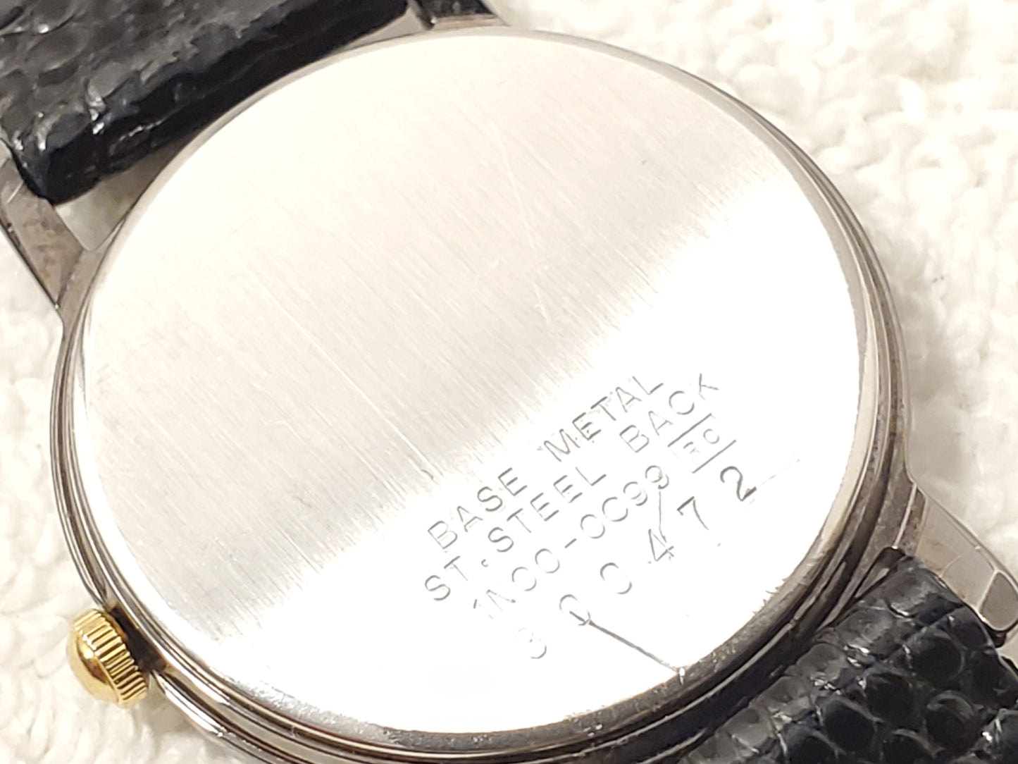 Vintage Seiko Women's Quartz Watch Gold Tone Black Dial Diamond Stainless Steel