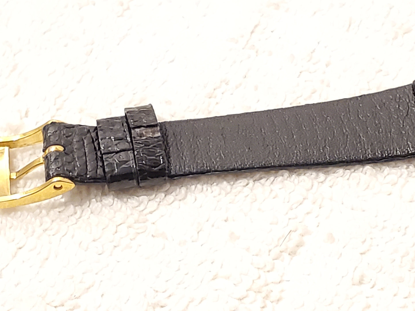 Vintage Seiko Women's Quartz Watch Gold Tone Black Dial Diamond Stainless Steel