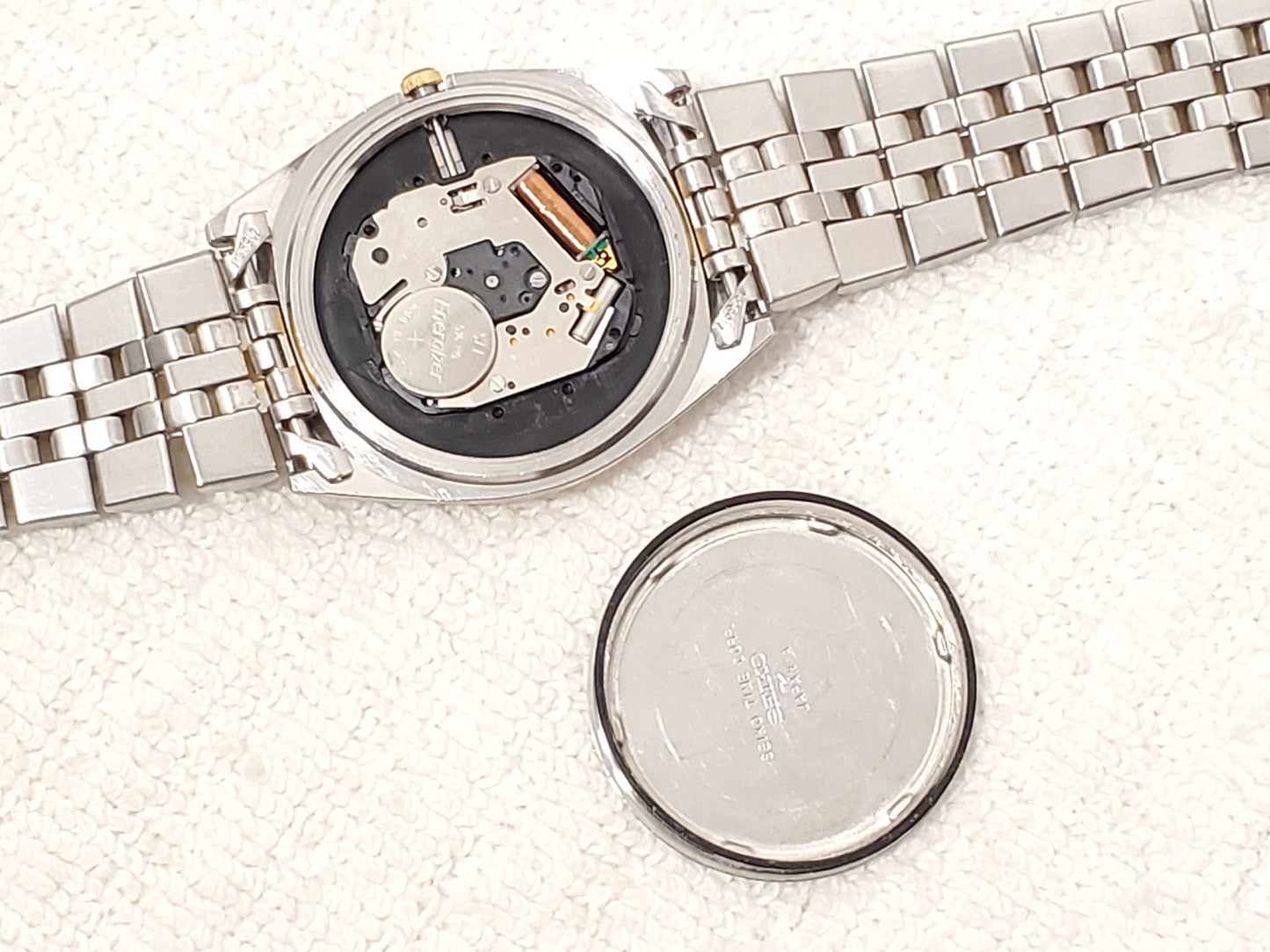 Vintage Seiko SQ Men's Presidential Day Date Watch Gold Tone 1 Jewel S Steel