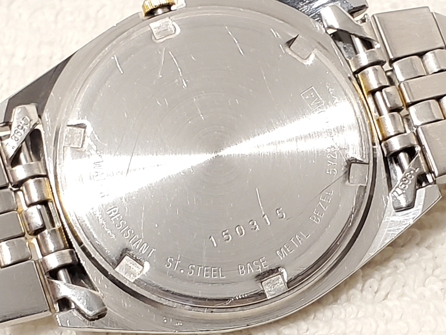 Vintage Seiko SQ Men's Presidential Day Date Watch Gold Tone 1 Jewel S Steel