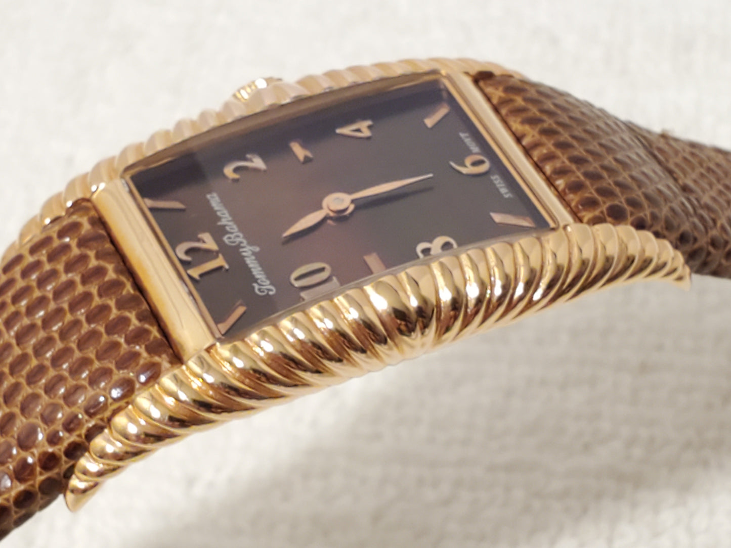 Tommy Bahama Women's Rose Gold Tone Watch Brown MOP Dial Leather 4 Jewels Swiss