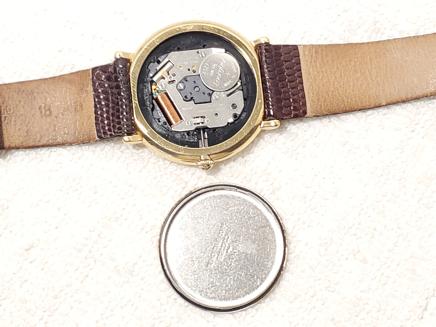 Vintage Seiko Moon Phase Men's Date Gold Plated Watch One Jewel Leather Strap SS