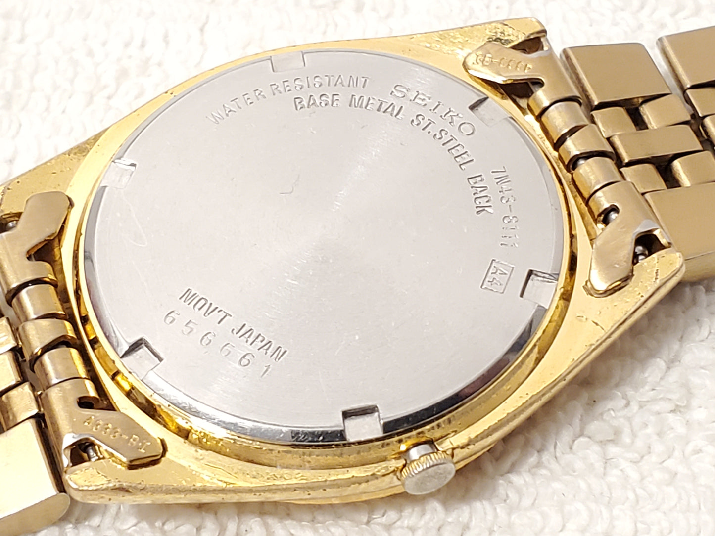 Vintage Seiko Mens Gold Tone Presidential Day Date Watch Stainless Steel 1 Jewel