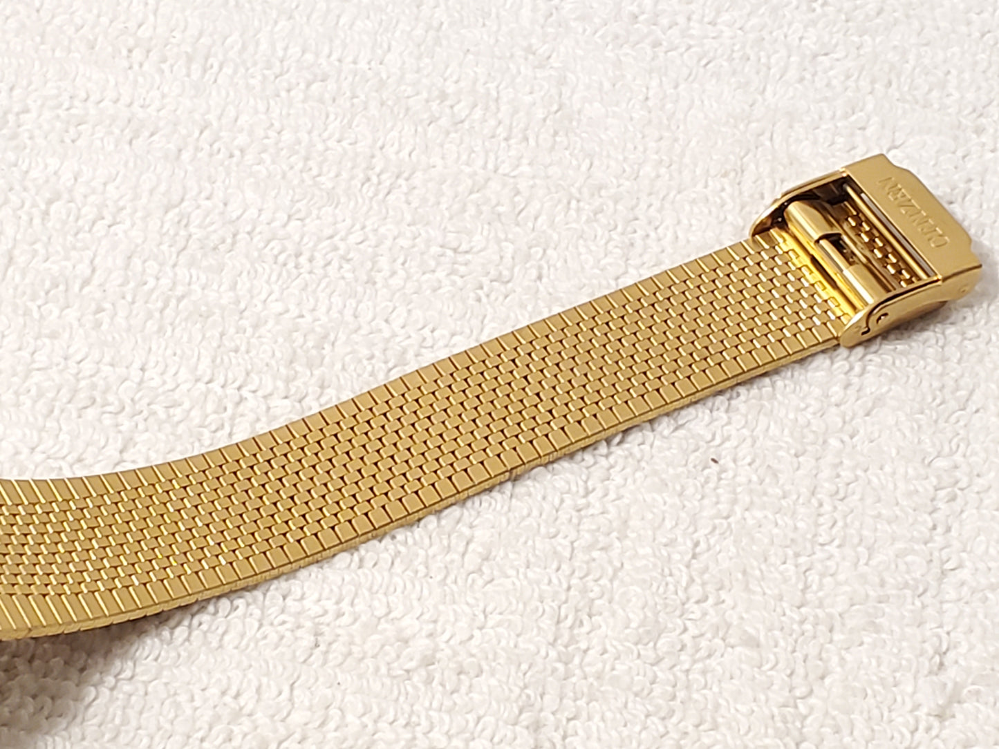 Vintage Citizen CQ Men’s Stainless Steel Gold Plated Quartz Watch Mesh Band