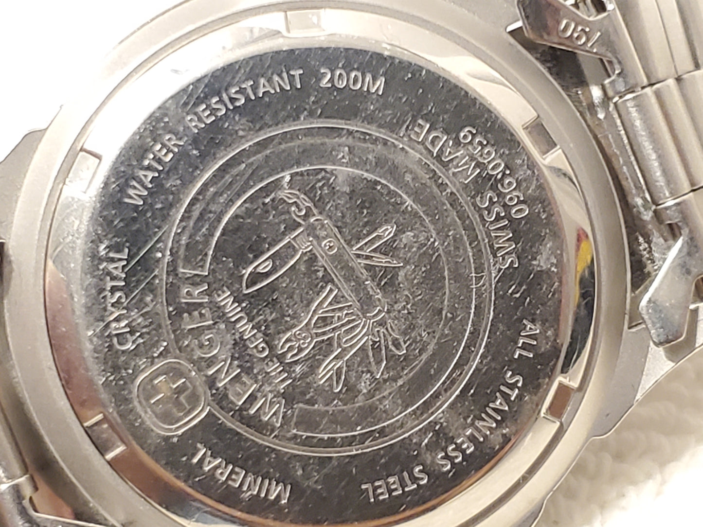 Vintage Wenger SMT Design Men's Day Date Watch WR 200 Meters Black Dial S Steel