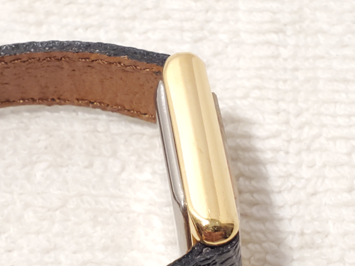 Vintage Timex Women's Tank Wind Up Gold Tone Watch Roman Numerals White Dial SS
