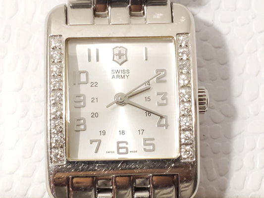 Victorinox Swiss Army Womens Tank Diamonds Bezel Watch 5 Jewels Sapphire Crystal