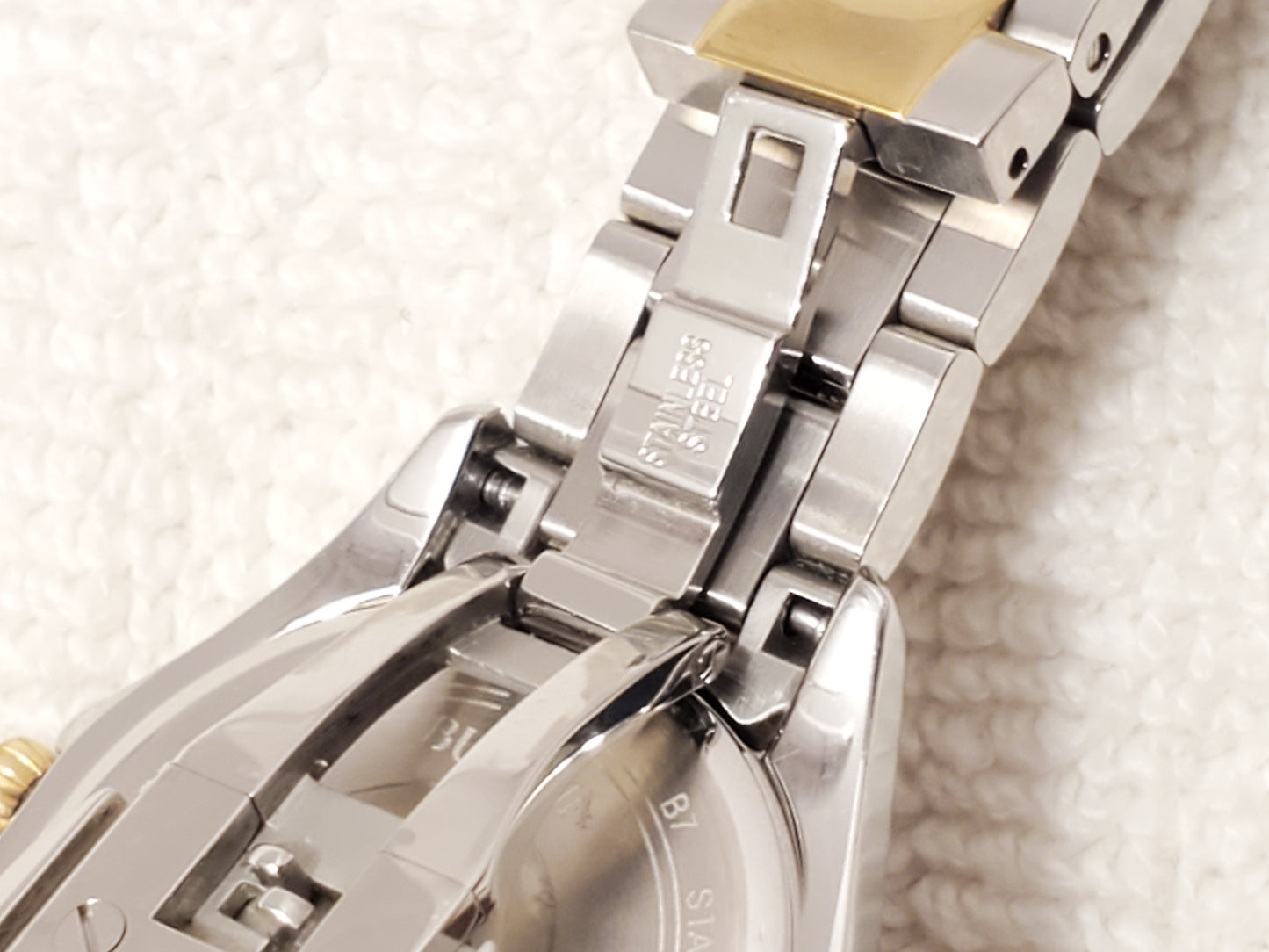 Bulova Women's Gold Tone Mother Pearl Diamonds Dial Bezel Stainless Steel Watch