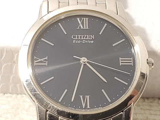 Vintage Citizen Eco Drive Stiletto Men's Watch 7 Jewels Black Dial Sapphire Crystal