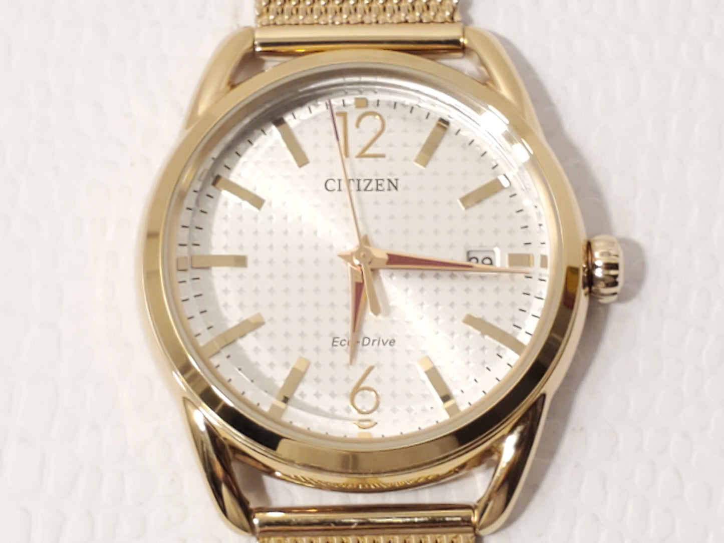 Citizen Eco Drive Women's Silver Dial Gold Tone Mesh Band Date Watch S Steel