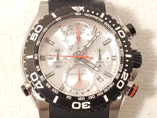Bulova Precisionist Men's Chronograph Date Black Watch WR 200 Meters 16 Jewels