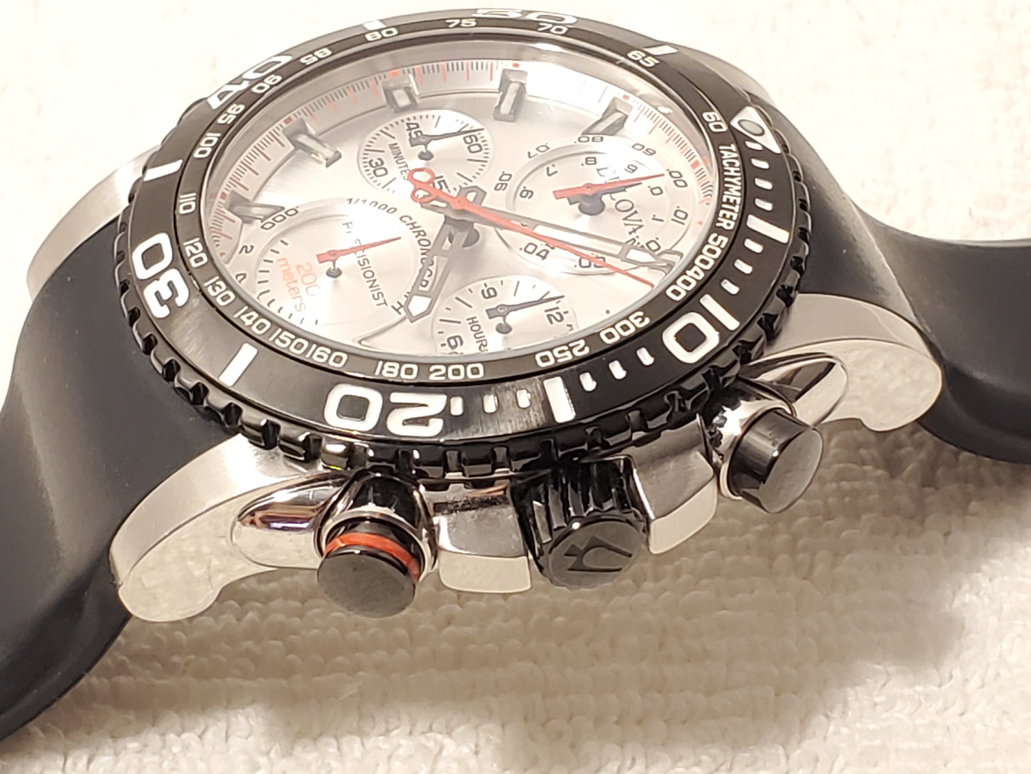 Bulova Precisionist Men's Chronograph Date Black Watch WR 200 Meters 16 Jewels