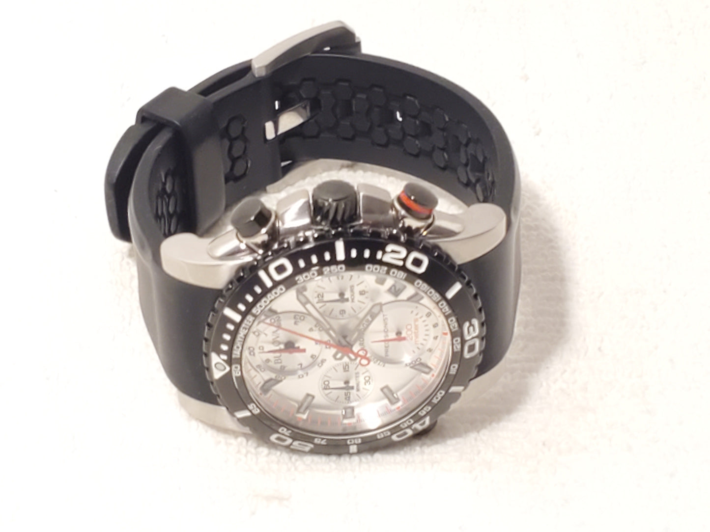 Bulova Precisionist Men's Chronograph Date Black Watch WR 200 Meters 16 Jewels