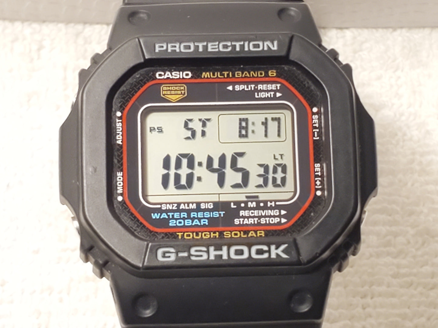 Casio G Shock Men's Tough Solar Chronograph Alarm Black Watch World Time WR 200M