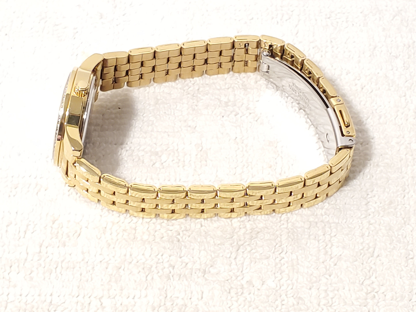 Citizen Womens Gold Tone Stainless Steel Quartz Watch Mother Pearl Dial Crystals