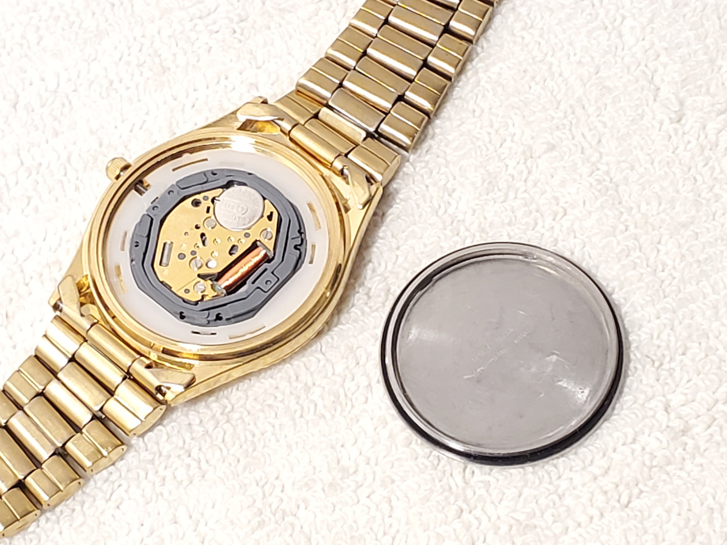 Vintage Citizen CQ Men's Presidential Day Date Gold Plated Watch Black Dial